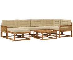 Lauko sofos komplektas su pagalve 7 pcs Natūralus ir bežinis