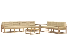 Lauko sofos komplektas su pagalve 7 pcs Balta ir kreminė