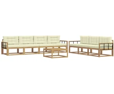 Lauko sofos komplektas su pagalve 7 pcs Balta ir kreminė