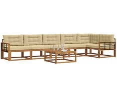 Lauko sofos komplektas su pagalve 7 pcs Natūralus ir bežinis