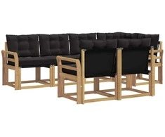 Lauko sofos komplektas su pagalve 7 pcs Balta ir juoda