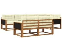 Lauko sofos komplektas 8 pcs Natūralus ir grietinėlė