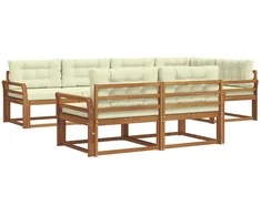Lauko sofos komplektas su pagalve 7 pcs Natūralus ir grietinėlė