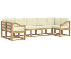 Lauko sofos komplektas su pagalve 7 pcs Balta ir kreminė