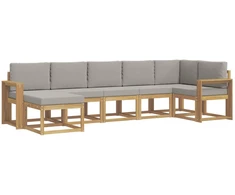 Lauko sofos komplektas su pagalve 7 pcs Balta ir šviesiai pilka