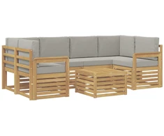 Lauko sofos komplektas su pagalve 7 pcs Balta ir šviesiai pilka