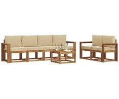 Lauko sofos komplektas su pagalve 7 pcs Natūralus ir bežinis