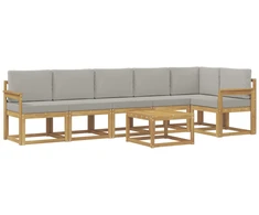 Lauko sofos komplektas su pagalve 7 pcs Balta ir šviesiai pilka