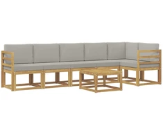 Lauko sofos komplektas su pagalve 7 pcs Balta ir šviesiai pilka