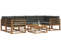 Lauko sofos komplektas su pagalve 7 pcs Natūralus ir antracitas