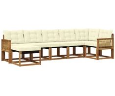 Lauko sofos komplektas su pagalve 7 pcs Natūralus ir grietinėlė