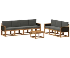 Lauko sofos komplektas su pagalve 7 pcs Natūralus ir antracitas
