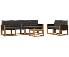 Lauko sofos komplektas su pagalve 7 pcs Natūrali ir juoda