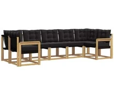 Lauko sofos komplektas su pagalve 7 pcs Balta ir juoda