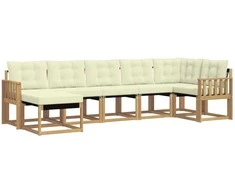 Lauko sofos komplektas su pagalve 7 pcs Balta ir kreminė