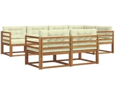 Lauko sofos komplektas su pagalve 7 pcs Natūralus ir grietinėlė