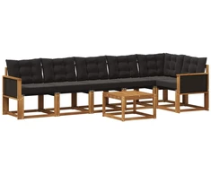 Lauko sofos komplektas su pagalve 7 pcs Natūrali ir juoda