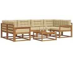 Lauko sofos komplektas 7 pcs Natūralus ir bežinis