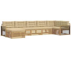Lauko sofos komplektas su pagalve 7 pcs Balta ir kreminė