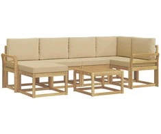 Lauko sofos komplektas su pagalve 7 pcs Balta ir kreminė