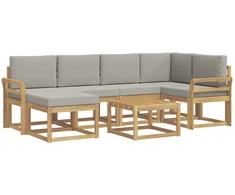 Lauko sofos komplektas su pagalve 7 pcs Balta ir šviesiai pilka
