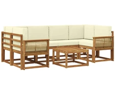 Lauko sofos komplektas 7 pcs Natūralus ir grietinėlė