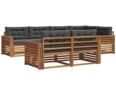 Lauko sofos komplektas su pagalve 7 pcs Natūralus ir antracitas
