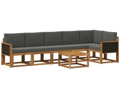 Lauko sofos komplektas su pagalve 7 pcs Natūralus ir antracitas