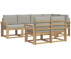 Lauko sofos komplektas su pagalve 7 pcs Balta ir šviesiai pilka