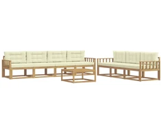 Lauko sofos komplektas su pagalve 7 pcs Balta ir kreminė