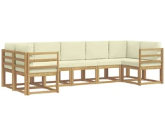 Lauko sofos komplektas su pagalve 7 pcs Balta ir kreminė