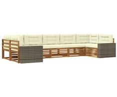 Lauko sofos komplektas su pagalve 7 pcs Natūralus ir grietinėlė