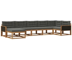 Lauko sofos komplektas su pagalve 7 pcs Natūralus ir antracitas