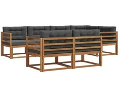 Lauko sofos komplektas su pagalve 7 pcs Natūralus ir antracitas