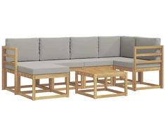 Lauko sofos komplektas su pagalve 7 pcs Balta ir šviesiai pilka