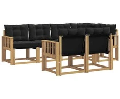 Lauko sofos komplektas su pagalve 7 pcs Balta ir juoda