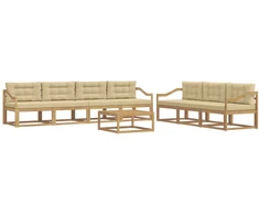 Lauko sofos komplektas su pagalve 7 pcs Balta ir kreminė
