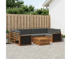 Lauko sofos komplektas su pagalve 7 pcs Natūralus ir antracitas