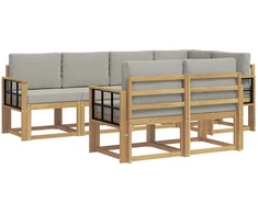 Lauko sofos komplektas su pagalve 7 pcs Balta ir šviesiai pilka