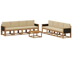 Lauko sofos komplektas su pagalve 7 pcs Natūrali