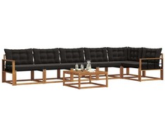 Lauko sofos komplektas su pagalve 7 pcs Natūrali ir juoda