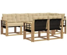 Lauko sofos komplektas su pagalve 7 pcs Balta ir kreminė
