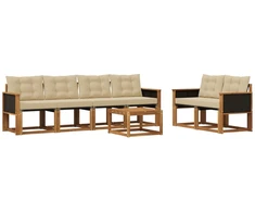 Lauko sofos komplektas su pagalve 7 pcs Natūralus ir bežinis