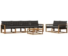 Lauko sofos komplektas su pagalve 7 pcs Natūrali ir juoda