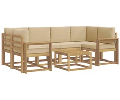 Lauko sofos komplektas su pagalve 7 pcs Balta ir kreminė