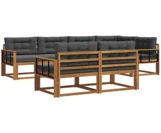 Lauko sofos komplektas su pagalve 7 pcs Natūralus ir antracitas