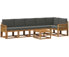 Lauko sofos komplektas su pagalve 7 pcs Natūralus ir antracitas