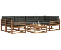 Lauko sofos komplektas su pagalve 7 pcs Natūralus ir antracitas