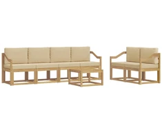 Lauko sofos komplektas su pagalve 7 pcs Balta ir kreminė