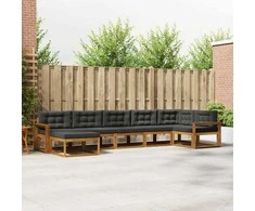 Lauko sofos komplektas su pagalve 7 pcs Natūralus ir antracitas